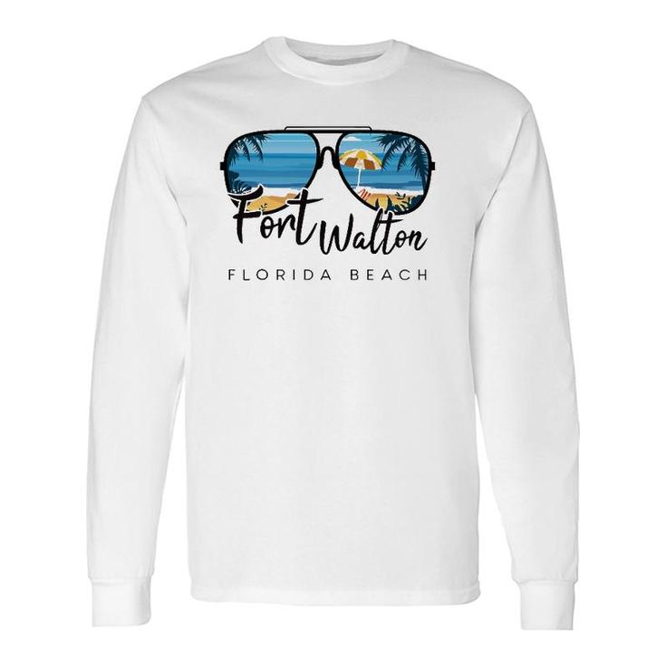 Fort Walton Beach Florida Palm Tree Sunglasses Souvenir Long Sleeve T-Shirt T-Shirt