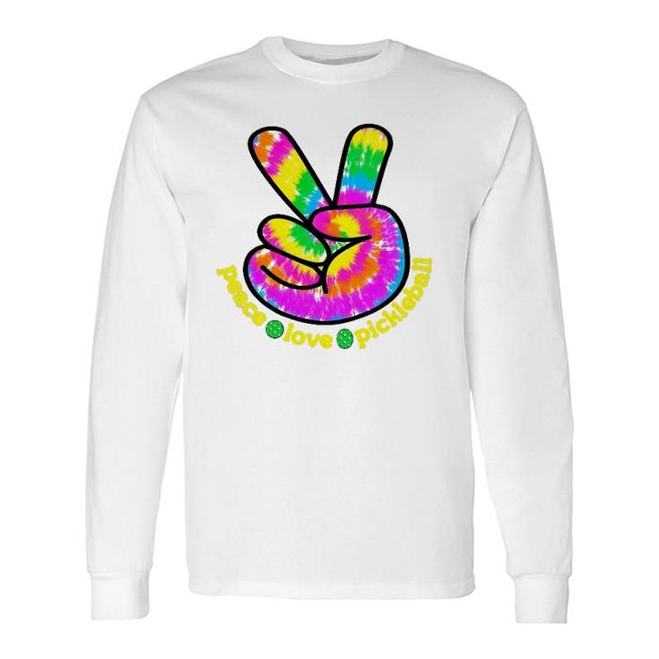 Fun Pickleballer Peace Love Pickleball Swirl Tie Dye Long Sleeve T-Shirt T-Shirt