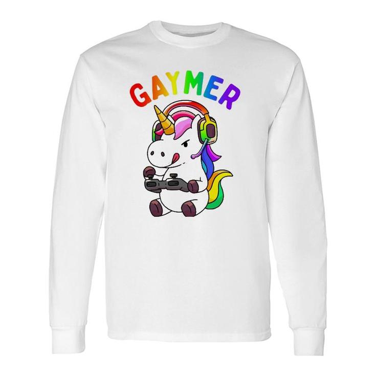 Gaymer Gay Pride Flag Lgbt Gamer Lgbtq Gaming Unicorn Long Sleeve T-Shirt T-Shirt