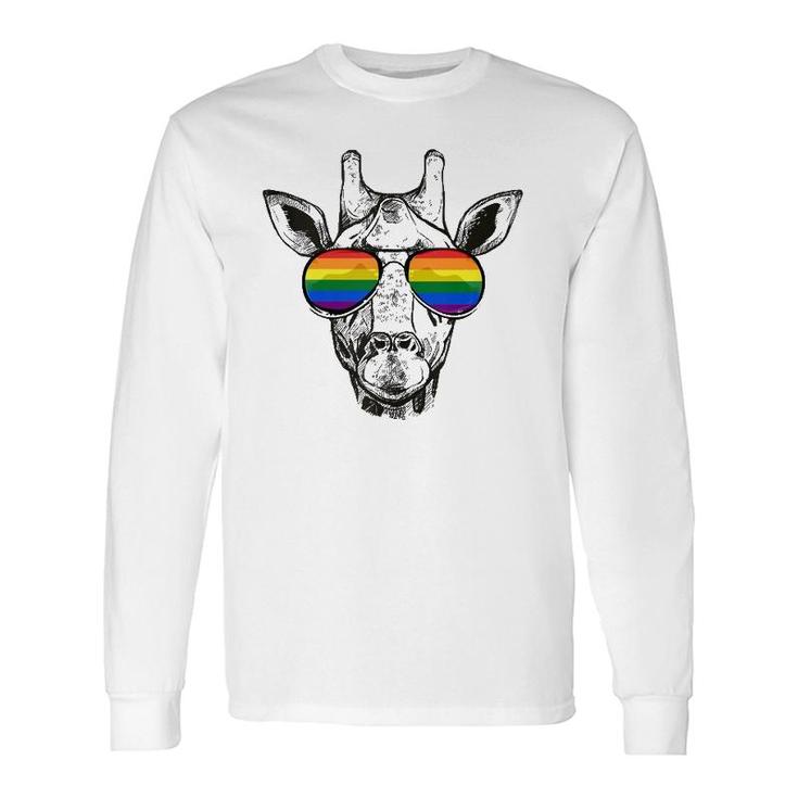 Giraffe Gay Pride Flag Sunglasses Lgbtq Long Sleeve T-Shirt T-Shirt