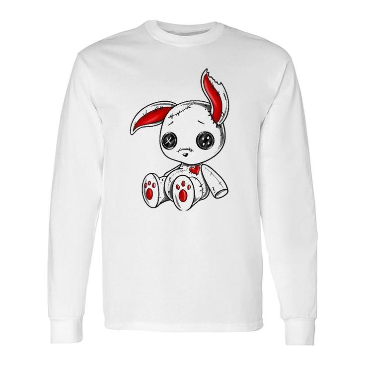 Goth Bunny Cute Gothic White Bunny Red Heart Long Sleeve T-Shirt T-Shirt