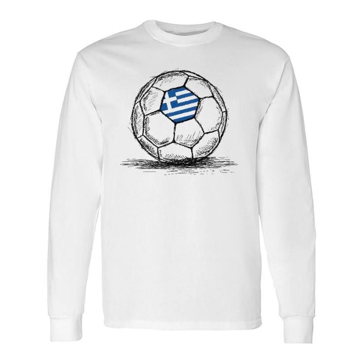 Greece Greek Flag On Soccer Ball Artsy Football Long Sleeve T-Shirt T-Shirt