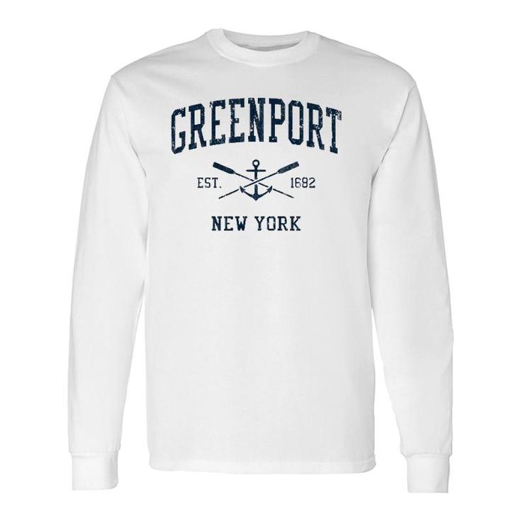Greenport Ny Vintage Navy Crossed Oars & Boat Anchor Long Sleeve T-Shirt T-Shirt