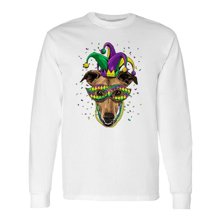 Greyhound Dog Lover Cute Mardi Gras Carnival Jester Long Sleeve T-Shirt T-Shirt