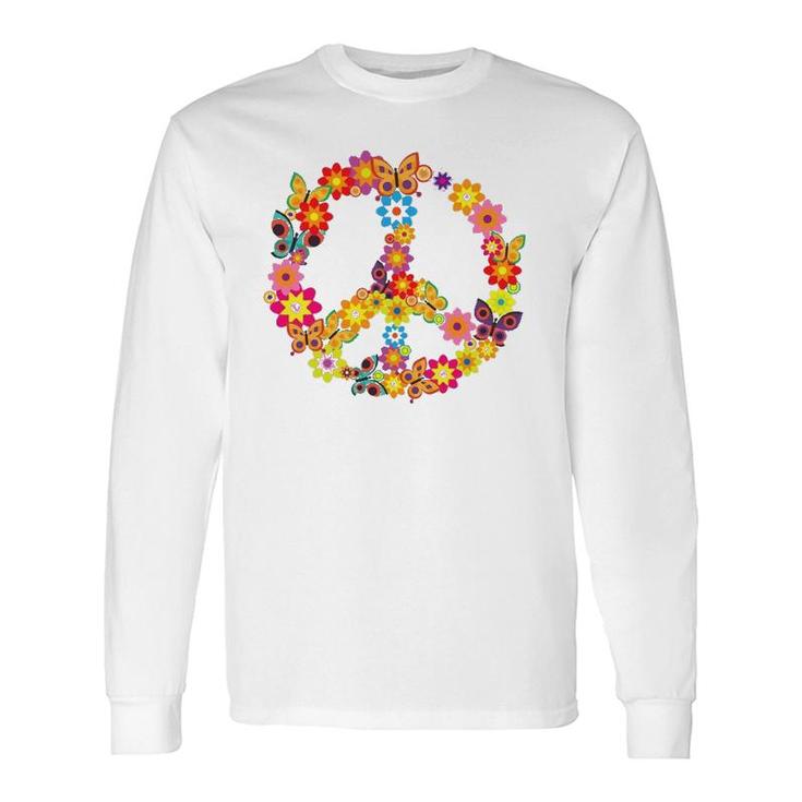 Groovy 70'S Butterfly Peace Symbol Retro Costume Party Long Sleeve T-Shirt T-Shirt