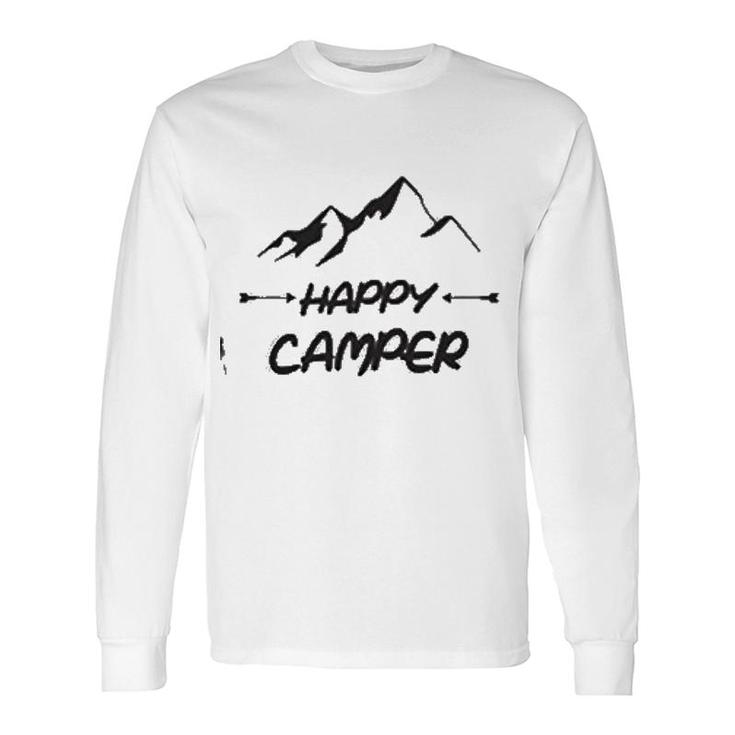 Happy Camper Mountain Scene Long Sleeve T-Shirt T-Shirt