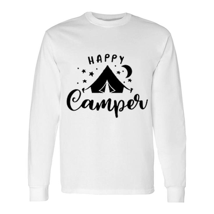 Happy Camper Tent Quote Typogrophy Long Sleeve T-Shirt T-Shirt