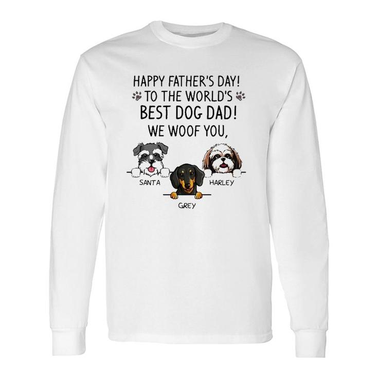 Happy Father's Day To The World's Best Dog Dad We Woof You Santa Grey Harley Long Sleeve T-Shirt T-Shirt