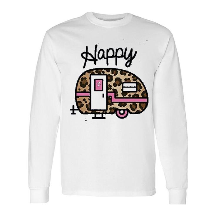 Happy Leopard Print Camper Long Sleeve T-Shirt T-Shirt
