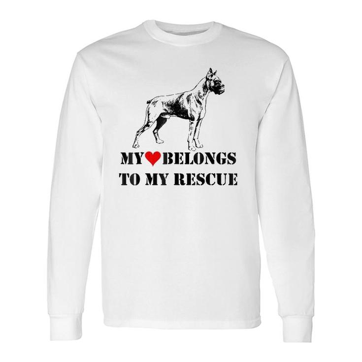 My Heart Belongs To My Rescue Boxer Puppy Paw Dog Pet Long Sleeve T-Shirt T-Shirt