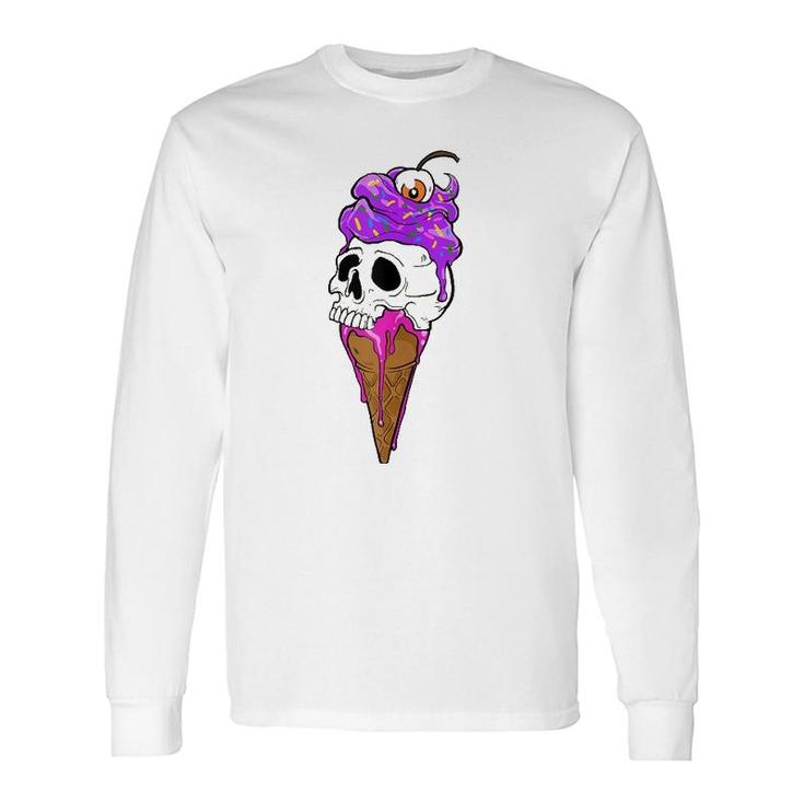 Ice Cream Skull I Summer Goth Long Sleeve T-Shirt T-Shirt