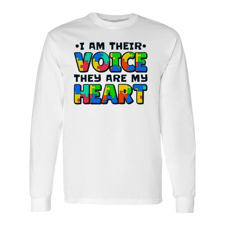 I Am Their Voice They Are My Heart Autism Awareness Teacher Long Sleeve T-Shirt T-Shirt