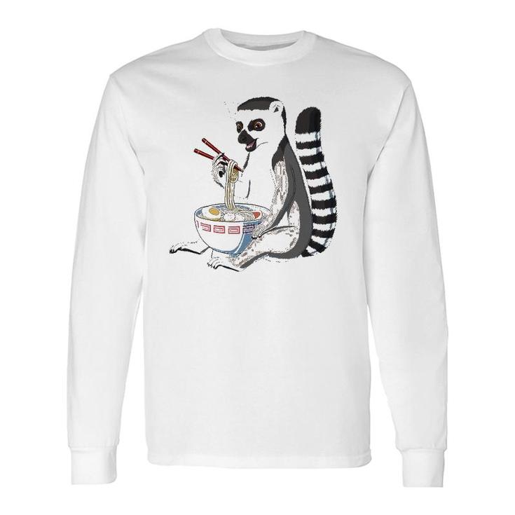 Japanese Noodles Kawaii Ramen Bowl Lemur Long Sleeve T-Shirt T-Shirt