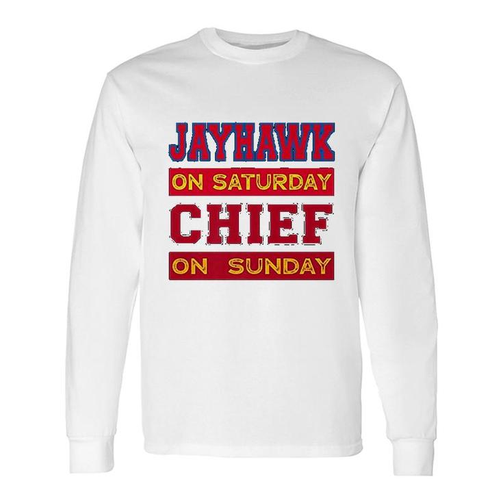 Jayhawk On Saturday Chief On Sunday Souvenir Long Sleeve T-Shirt