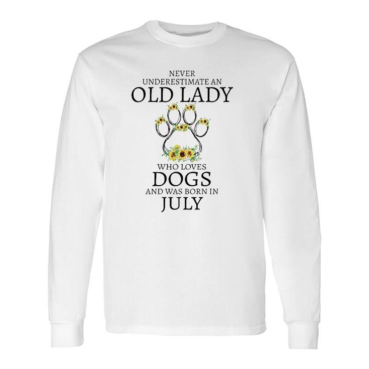 July Birthday Dog Owner Who Loves Dogs And Was Born In July Sunflowers Dog Paw Long Sleeve T-Shirt T-Shirt