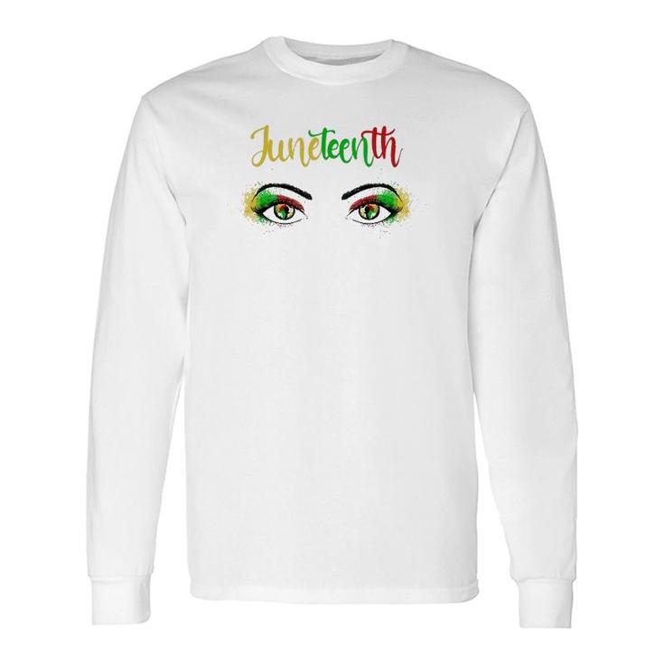 Juneteenth 1865 Bright Eyes African American Map Pan-African Colours Long Sleeve T-Shirt T-Shirt