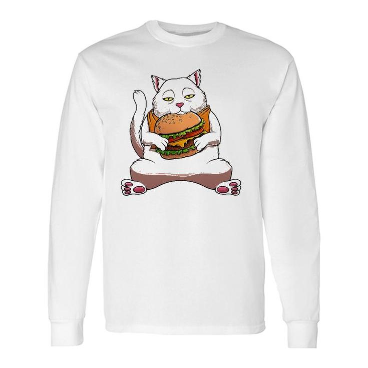 Kawaii Cat Hamburger For Burger Eater Long Sleeve T-Shirt T-Shirt