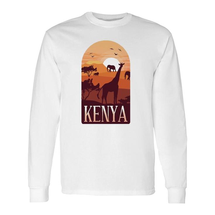 Kenya Africa Giraffe Elephant Lion African Animals Long Sleeve T-Shirt