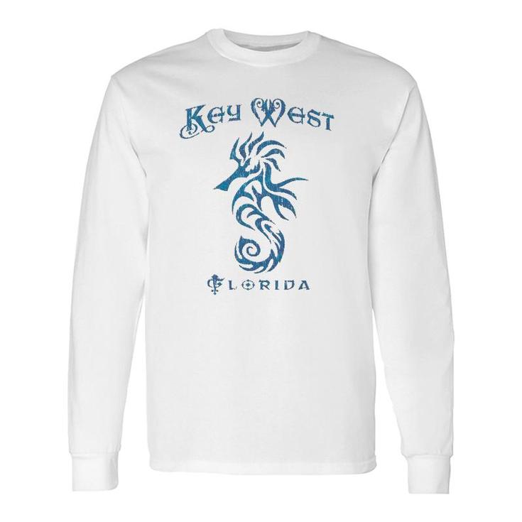 Key West Fl Seahorse Distressed Florida Long Sleeve T-Shirt T-Shirt