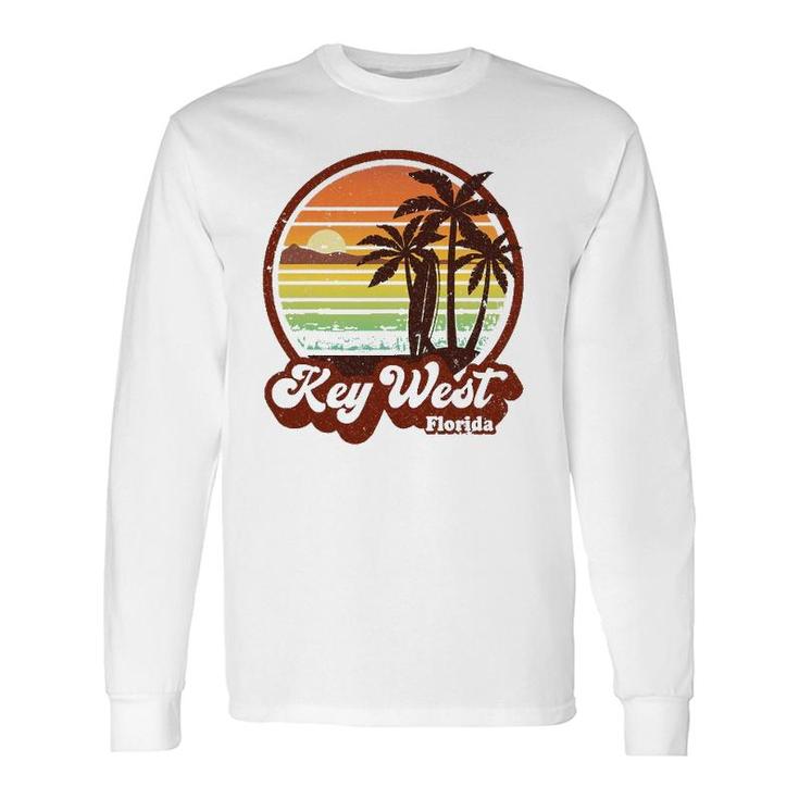 Key West Souvenirs Florida Vintage Surf Surfing Retro 70S Long Sleeve T-Shirt T-Shirt