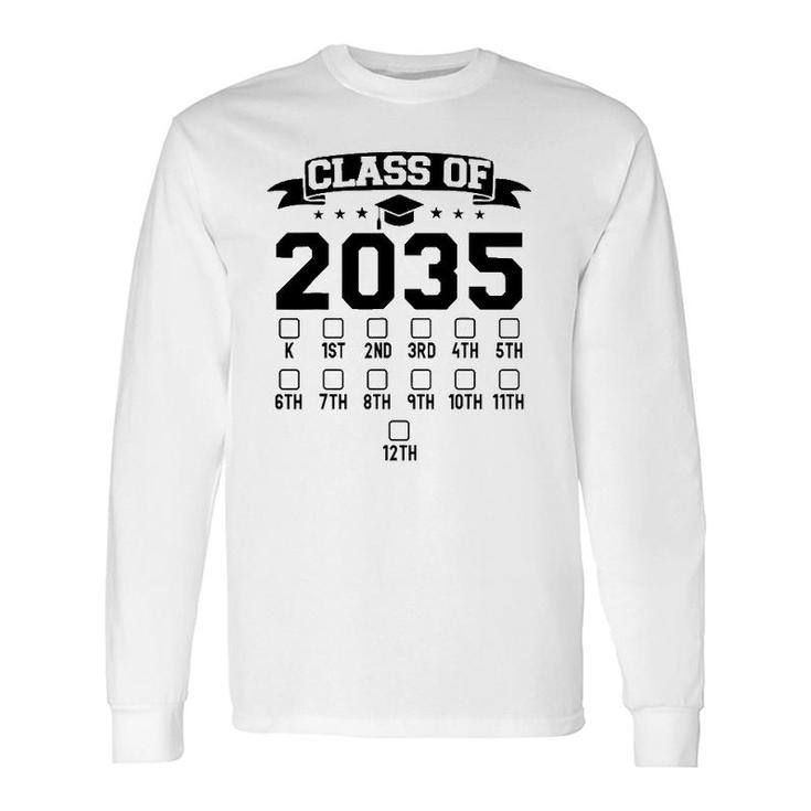 Kindergarten Class Of 2035 First Day Of School Check Mark Long Sleeve T-Shirt T-Shirt