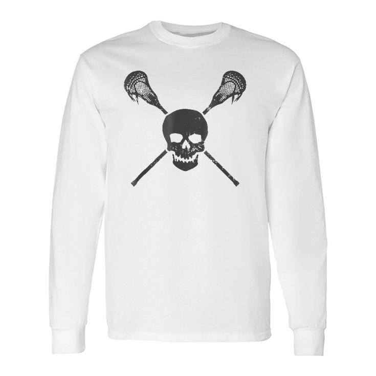 Lacrosse Skull And Sticks Vintage Lax Gif Long Sleeve T-Shirt T-Shirt