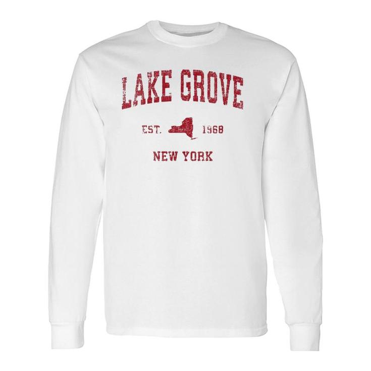 Lake Grove New York Ny Vintage Sports Red Print Long Sleeve T-Shirt T-Shirt