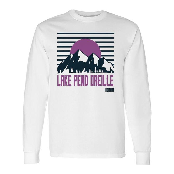 Lake Pend Oreille Vintage Mountains Hiking Camp Idaho Retro Long Sleeve T-Shirt T-Shirt
