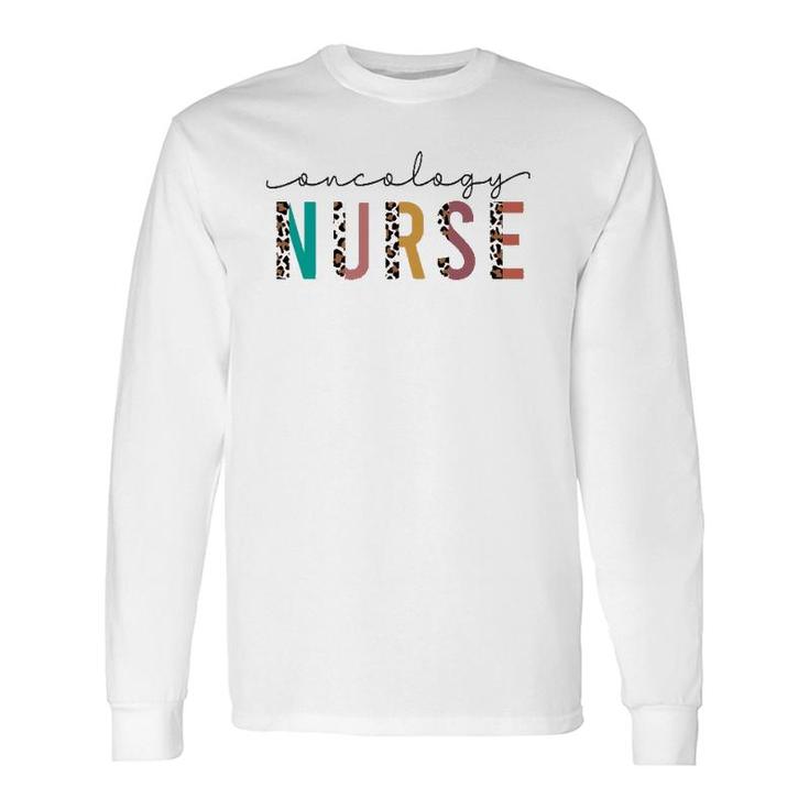 Leopard Print Boho Letters Oncology Nurse Rn Nursing Women's Long Sleeve T-Shirt T-Shirt