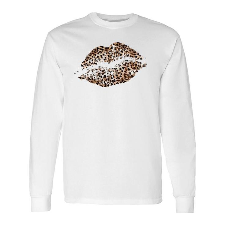 Leopard Print Lips Cheetah Spots Long Sleeve T-Shirt
