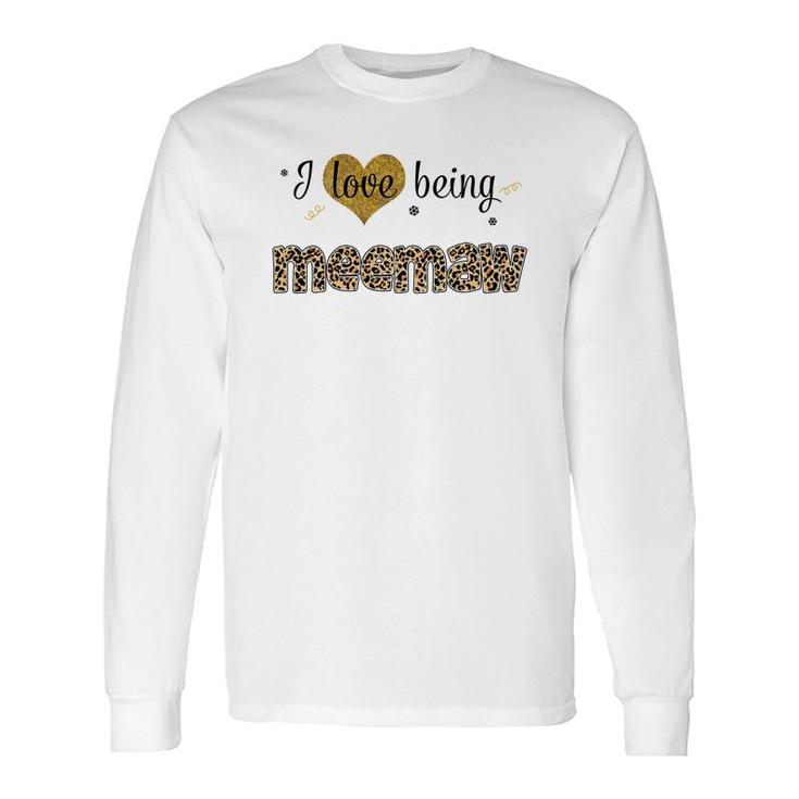 Leopard Plaid I Love Being Meemaw White Long Sleeve T-Shirt
