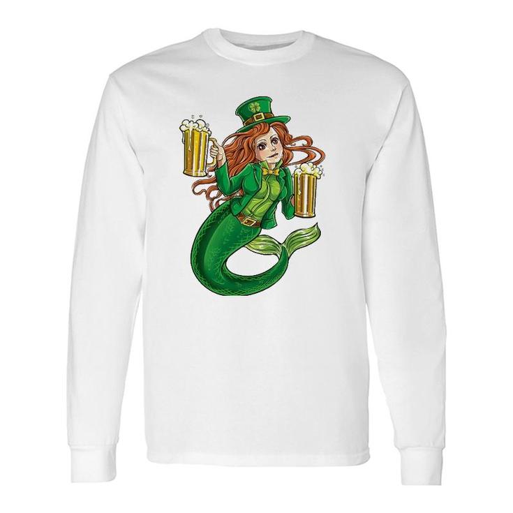 Leprechaun Mermaid St Patrick's Day Redhead Lady Beer Long Sleeve T-Shirt T-Shirt