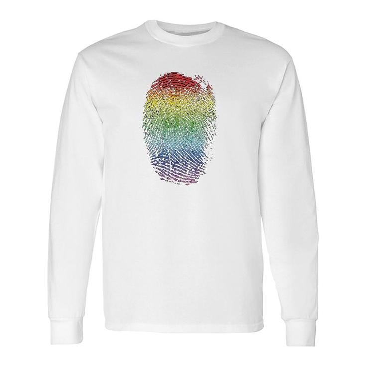 Lgbt Gay Pride Rainbow Thumbprint Long Sleeve T-Shirt