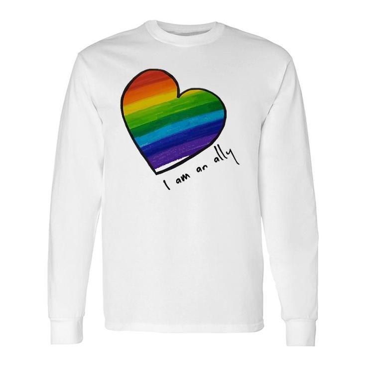 Lgbtq I Am An Ally Rainbow Heart Long Sleeve T-Shirt T-Shirt