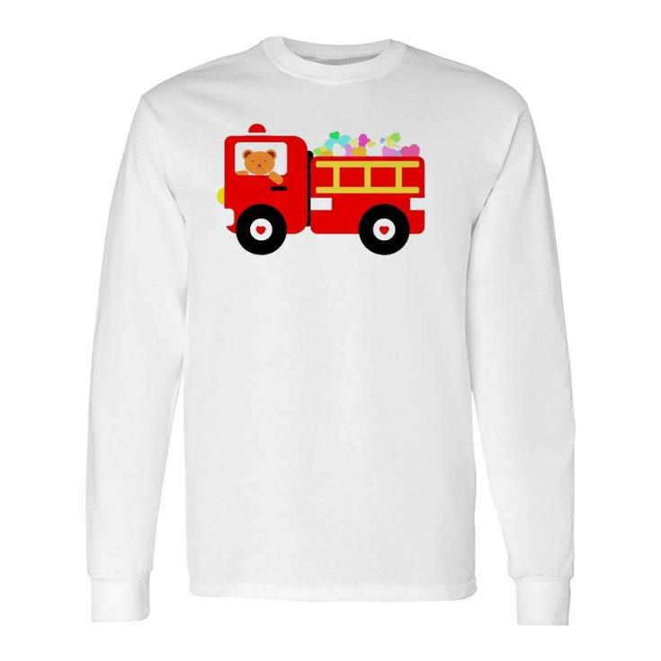 Loads Of Love Firetruck Valentine's Day Firefighter Long Sleeve T-Shirt T-Shirt