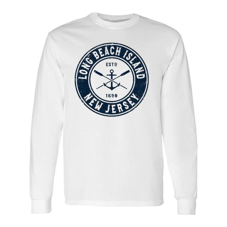 Long Beach Island New Jersey Nj Vintage Boat Anchor & Oars Long Sleeve T-Shirt T-Shirt