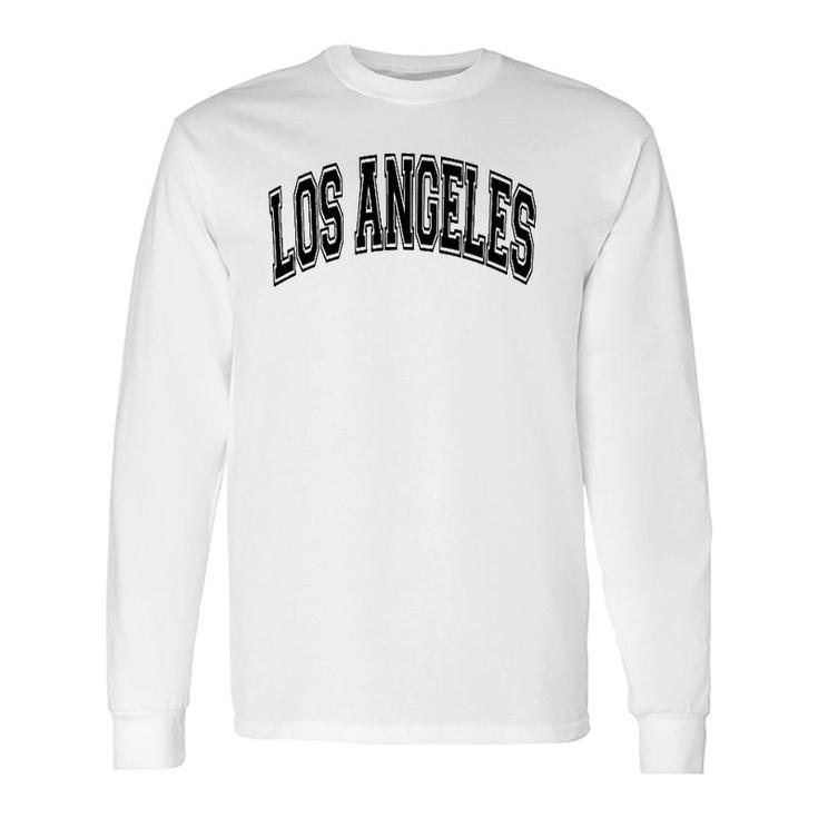 Los Angeles California Varsity Style Text Gray Black Print Pullover Long Sleeve T-Shirt T-Shirt