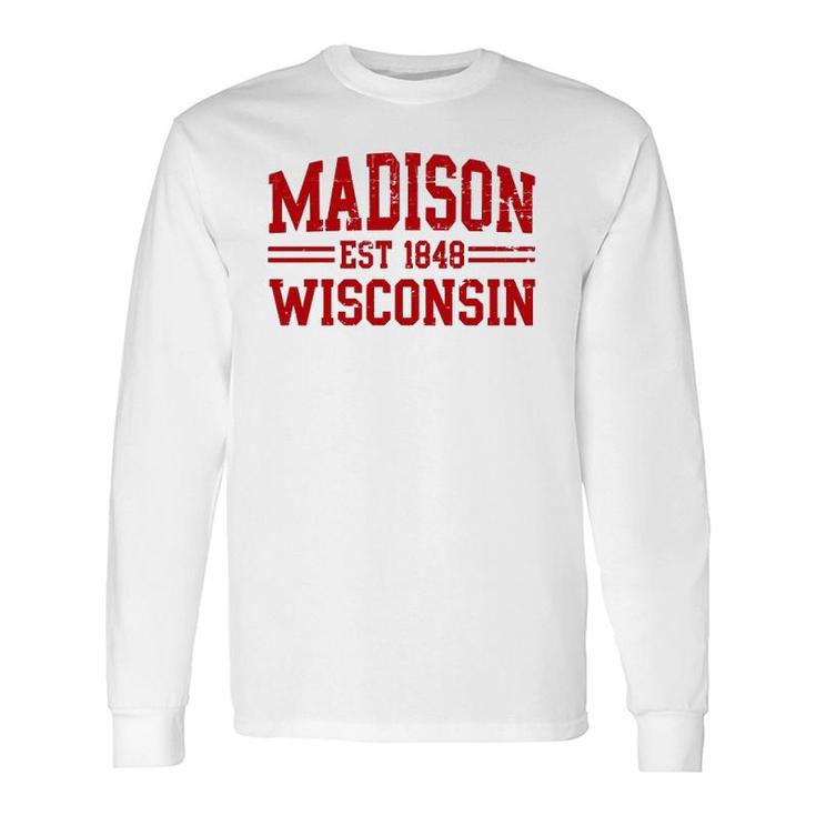 Madison Wisconsin Madison Distressed Text Long Sleeve T-Shirt T-Shirt