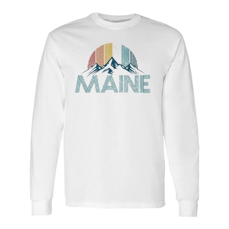 Maine Vintage Retro Mountains Souvenir Long Sleeve T-Shirt T-Shirt
