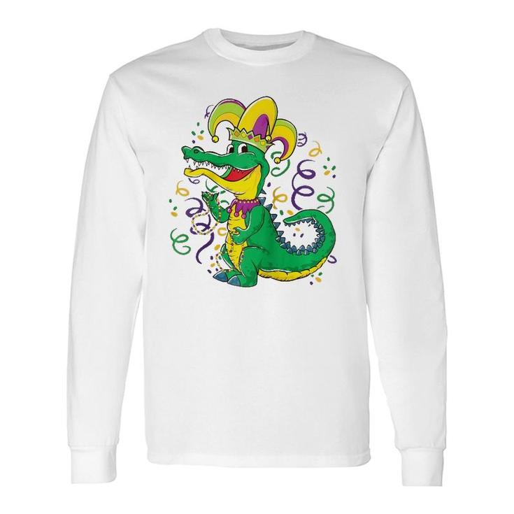 Mardi Gras Crocodile Alligator Jester Hat Long Sleeve T-Shirt T-Shirt