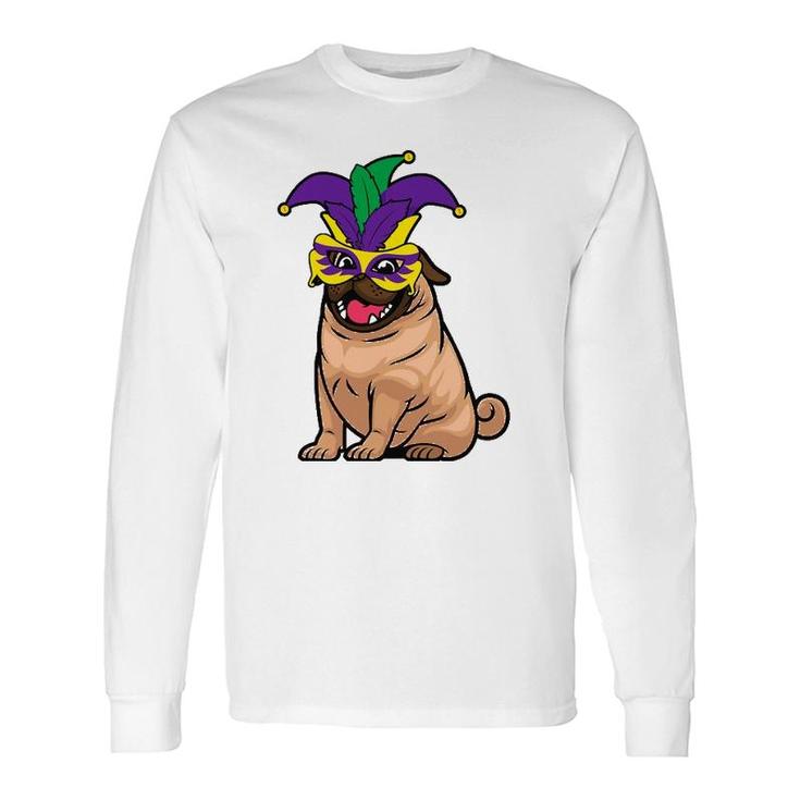 Mardi Gras Pug Cute Dog Carnival Parade Masquerade Party Long Sleeve T-Shirt T-Shirt