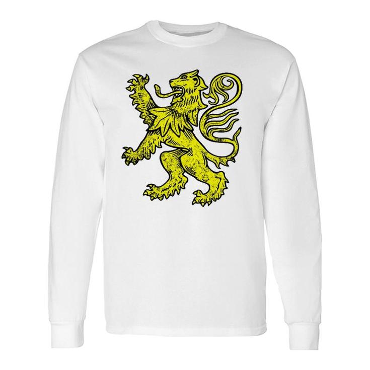 Medieval Royal Lion Distressed Long Sleeve T-Shirt T-Shirt