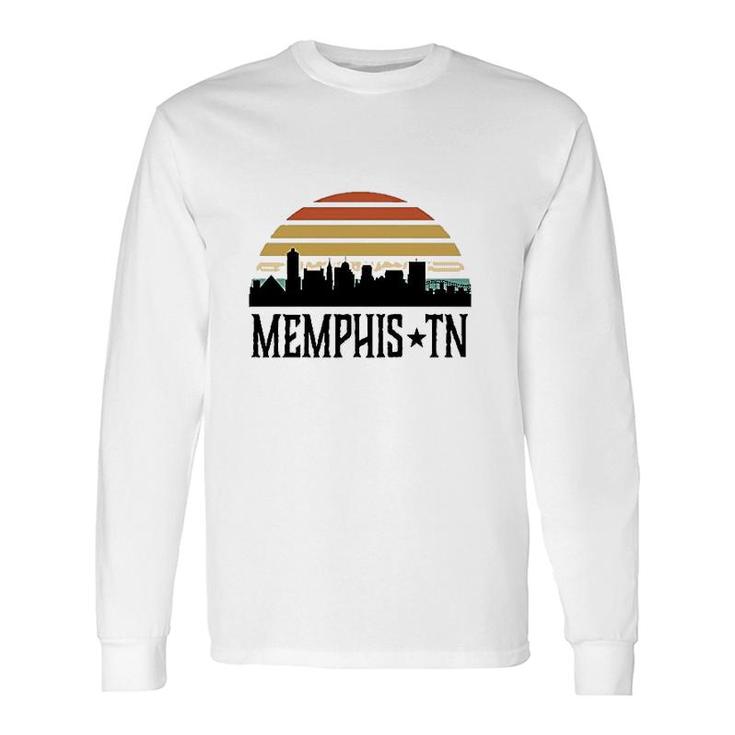 Memphis Tennessee Skyline Retro Sunset Long Sleeve T-Shirt