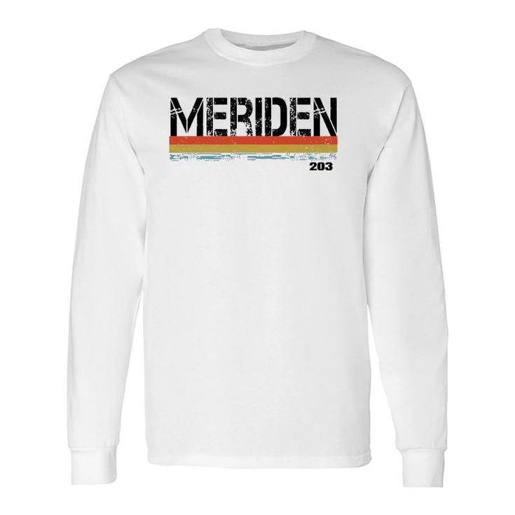Meridan Conn Area Code 203 Vintage Stripes & Sovenir Long Sleeve T-Shirt T-Shirt