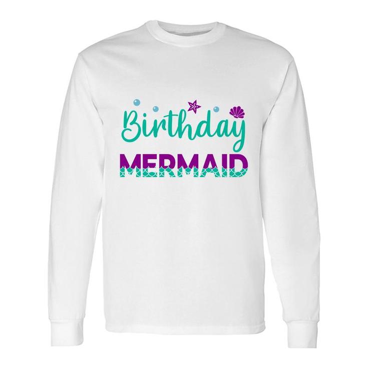 Mermaid Matching Birthday Blue Purple Long Sleeve T-Shirt