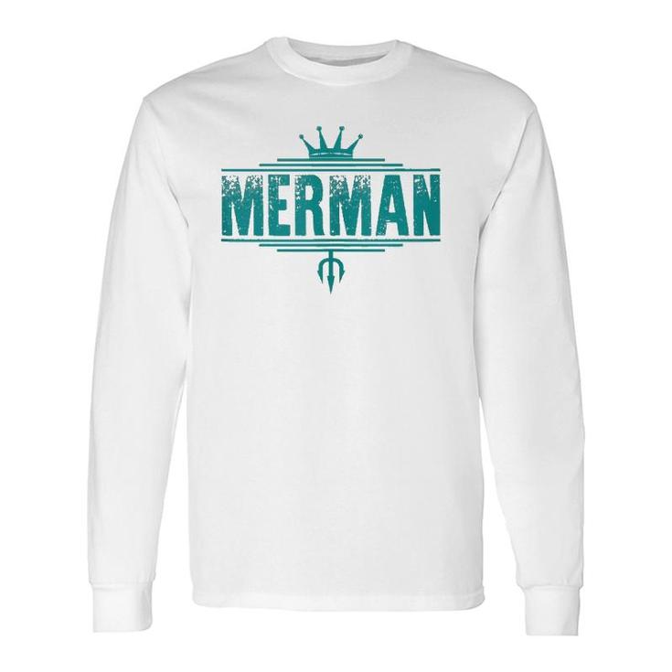 Merman Easy Men's Halloween Costume Mermaid Long Sleeve T-Shirt T-Shirt