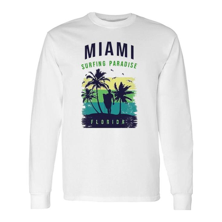 Miami Paradise Beach Cool Miami Florida Surfing Long Sleeve T-Shirt T-Shirt