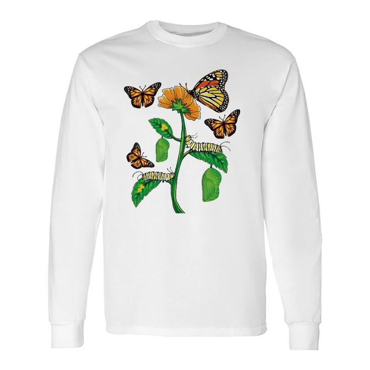 Monarch Butterfly Lover Life Cycle Metamorphosis Caterpillar Long Sleeve T-Shirt