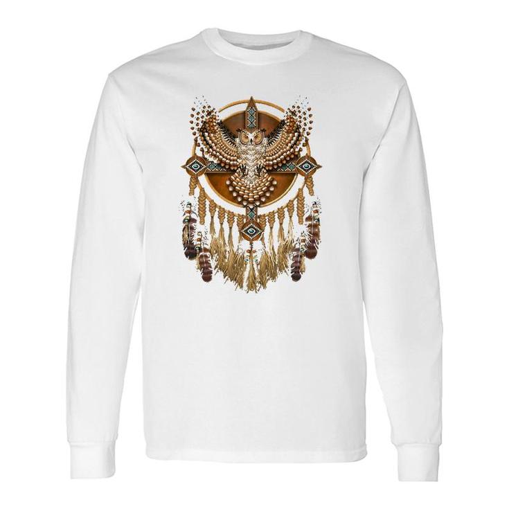 Native American Beadwork Owl Mandala Long Sleeve T-Shirt T-Shirt