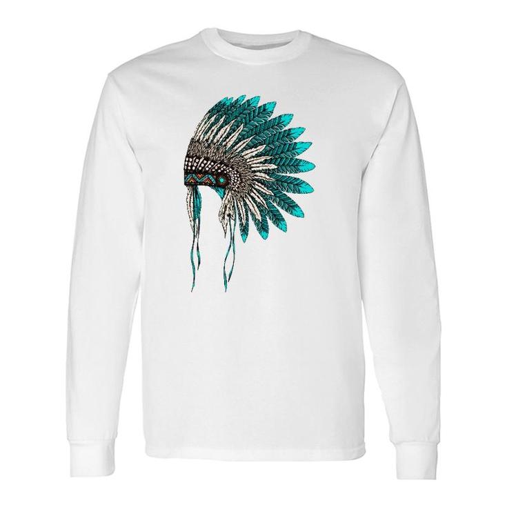 Native American Indian Headdress Costume Jewelry Decor Long Sleeve T-Shirt T-Shirt